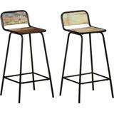vidaXL - Barstoelen - 2 - st - massief - gerecycled - hout
