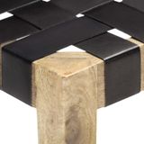 vidaXL-Bankje-150-cm-echt-leer-en-massief-mangohout-zwart
