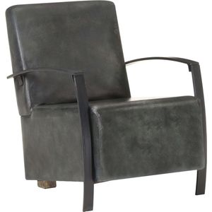 vidaXL Fauteuil echt leer verweerd grijs