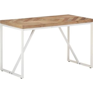 vidaXL - Eettafel - Massief Acacia- en Mangohout - 120x60x76 cm - Chevron Design