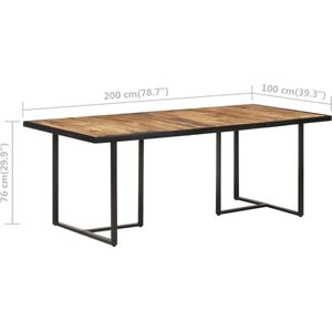 Eettafel Massief hout / 200 x 100 x 76 cm / Ruw mangohout