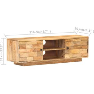 VidaXL TV-meubel 116x30x35 cm - Massief Mangohout