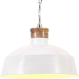 vidaXL - Hanglamp - Wit - IJzer en Mangohout - 32 cm