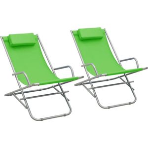 vidaXL Klapstoelen 2 st staal groen - 310339