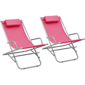 vidaXL Klapstoelen 2 st staal roze - 310341