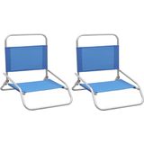 VidaXL Strandstoelen - 2 st. inklapbaar - Stof Blauw