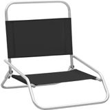 VidaXL Strandstoelen - 2 st. inklapbaar - Stof - Zwart