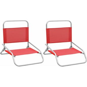 vidaXL - Strandstoelen - Inklapbaar - Rood - Stof - 2 Stuks