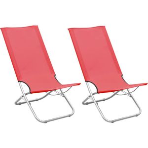 VidaXL Strandstoelen 2 st. inklapbaar - Rood stof