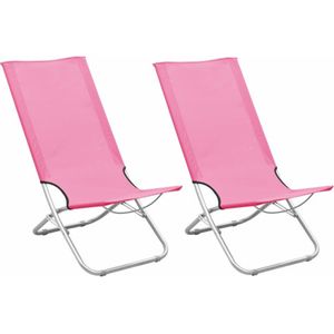 VidaXL Strandstoelen - 2 st. inklapbaar - Stof Roze