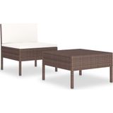 vidaXL 2-delige Loungeset met kussens poly rattan bruin