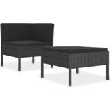 vidaXL - 2-delige - Loungeset - met - kussens - poly - rattan - zwart