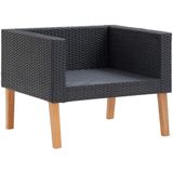 1-Sitzer-Gartensofa mit Auflagen Poly Rattan Schwarz vidaXL