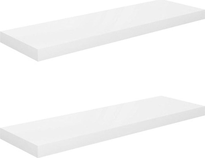 vidaXL Schweberegale 2 Stk. Hochglanz-Weiß 80x23,5x3,8 cm MDF