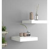 Wandplanken - Wit - Honingraat MDF en Metaal - Set van 2