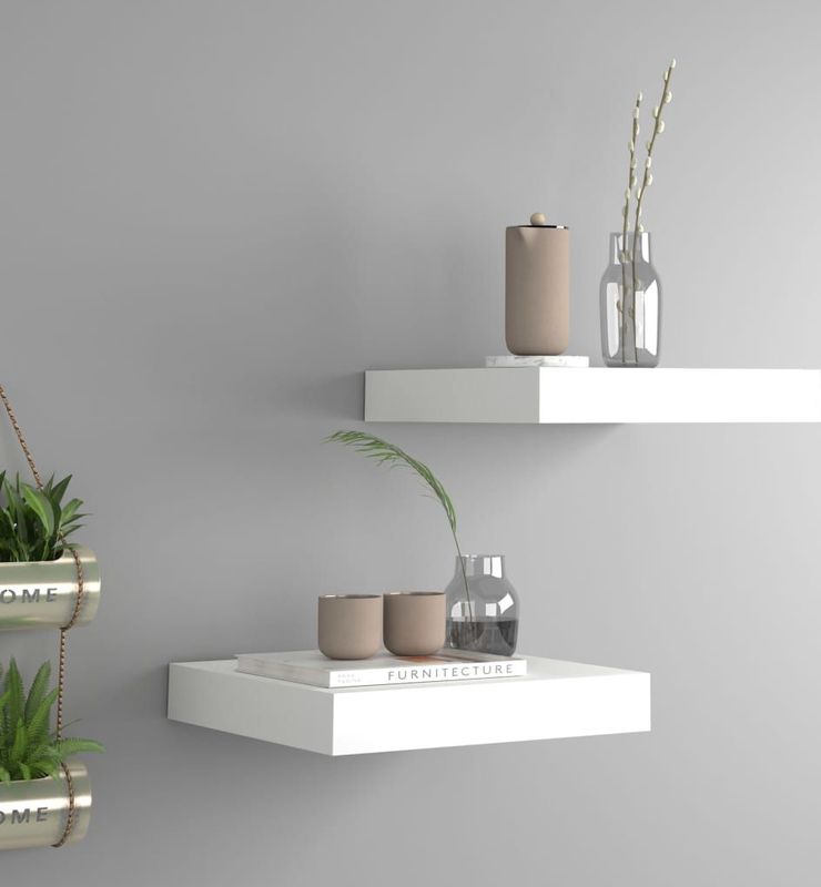 Wandplanken - Wit - Honingraat MDF en Metaal - Set van 2