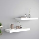 vidaXL Schweberegale 2 Stk. Weiß 50x23x3,8 cm MDF