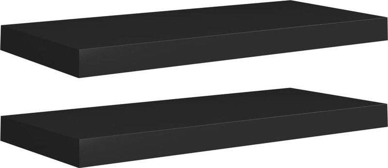 Wandplanken - Zwart - Honingraat MDF en Metaal - Set van 2