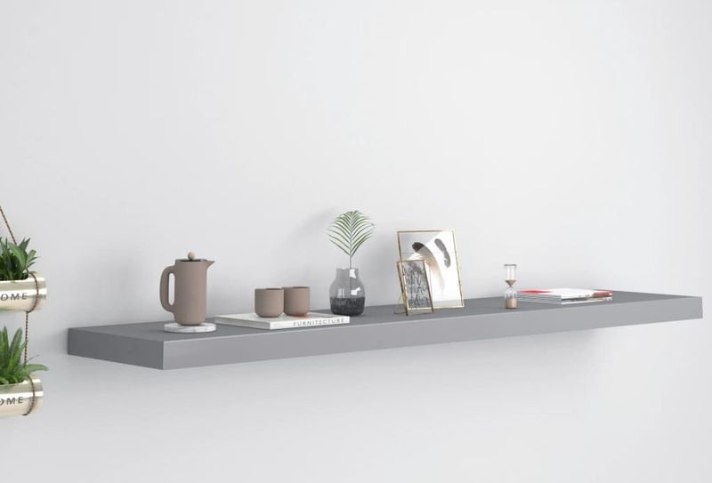 vidaXL - Wandschap - Grijs - Honingraat MDF en Metaal - 120x23,5x3,8 cm