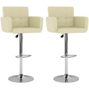 vidaXL Barhocker 2 Stk. Creme Kunstleder