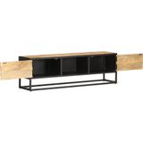 vidaXL Tv-meubel met Bewerkte Deur 130x30x40 cm - Ruw Mangohout