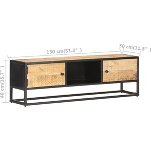 vidaXL Tv-meubel met Bewerkte Deur 130x30x40 cm - Ruw Mangohout