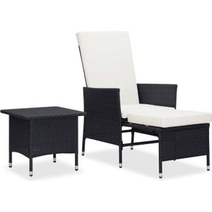 VidaXL Loungeset 2-delig met Kussens - Poly Rattan Zwart