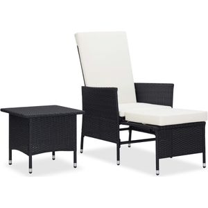 2-tlg. Garten-Lounge-Set mit Kissen Poly Rattan Schwarz Vidaxl