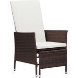 VidaXL Loungeset 2-delig met Kussens Poly Rattan Bruin