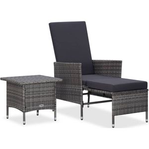 vidaXL - 2-delige - Loungeset - met - kussens - poly - rattan - grijs