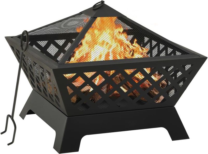 Feuerstelle mit Schürhaken 64 cm xxl Stahl Vidaxl