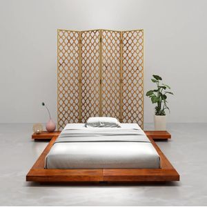 vidaXL - Bedframe - Japanse - futon - massief - acaciahout - 100x200 - cm