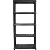 vidaXL Lagerregal 5-Tier Schwarz 91,5x45,7x185 cm Kunststoff