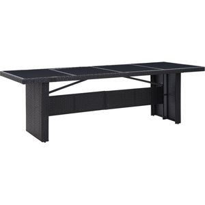 vidaXL Gartentisch Schwarz 240x90x74 cm Poly-Rattan und Glas
