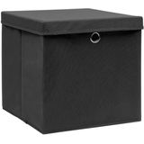 Opbergboxen - Zwart - Nonwoven Stof - Set van 4 met Deksel