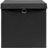 Opbergboxen - Zwart - Nonwoven Stof - Set van 4 met Deksel