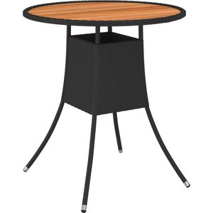 vidaXL Tuintafel Ø70 cm poly rattan en massief acaciahout zwart