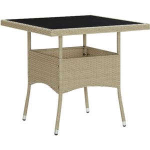vidaXL Garten-Esstisch Beige Poly Rattan und Glas