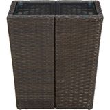 VidaXL Salontafel 41,5x41,5x44 cm Poly Rattan en Gehard Glas Bruin