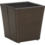 VidaXL Salontafel 41,5x41,5x44 cm Poly Rattan en Gehard Glas Bruin