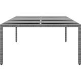 VidaXL Tuintafel 200x150x75 cm Gehard Glas en Poly Rattan Grijs