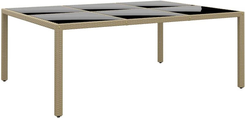 vidaXL Gartentisch 200x150x75 cm Hartglas und Poly Rattan Beige
