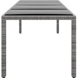 VidaXL Tuintafel 250x100x75 cm Gehard Glas en Poly Rattan Grijs