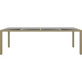 Gartentisch mit Glasplatte Beige Poly Rattan Vidaxl