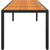 VidaXL Tuintafel 250x100x75 cm Acaciahout en Poly Rattan Zwart