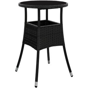 vidaXL Gartentisch Gartentisch Ø60x75 cm Hartglas und Poly Rattan Schwarz (1-St)