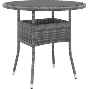 vidaXL - Tuintafel - Grijs - Gehard Glas - Poly Rattan
