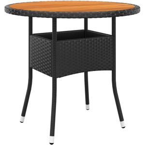 vidaXL - Tuintafel - Ø80x75 - cm - acaciahout - en - poly - rattan - zwart