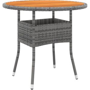 Tuintafel 80x75 cm acaciahout en poly rattan grijs