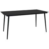 Garten-Esstisch Schwarz 190x90x74 cm Stahl und Glas Vidaxl